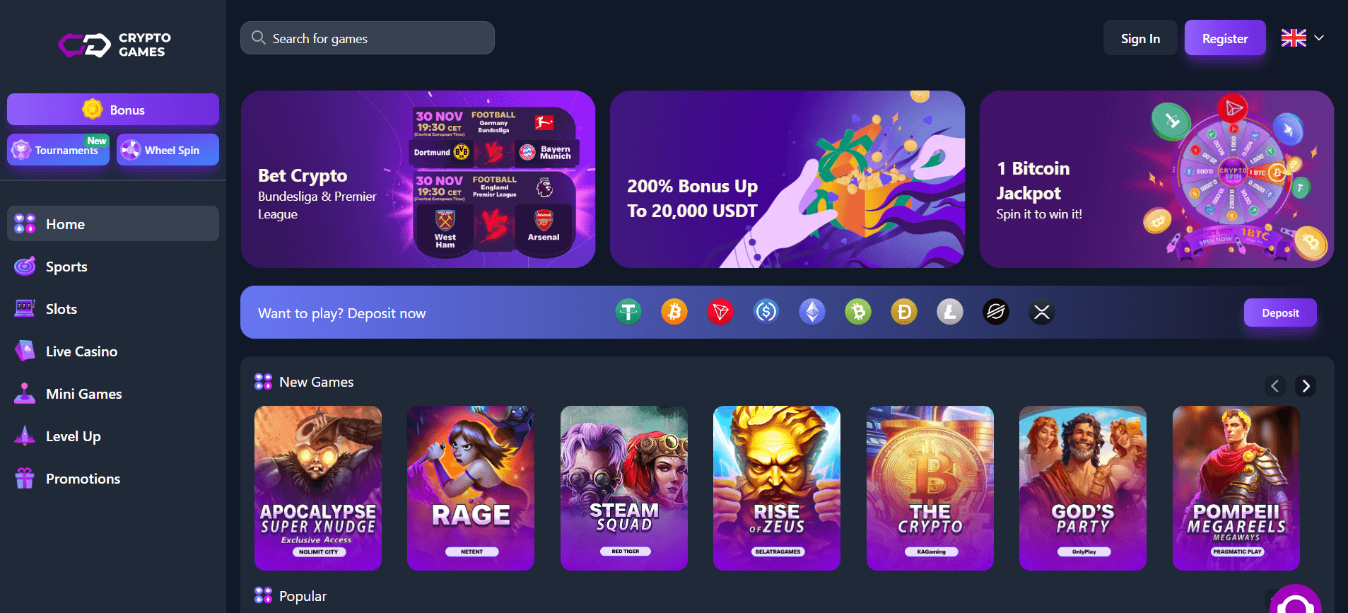 Crypto Games Casino Exclusive 200% Bonus up to 20,000 USDT