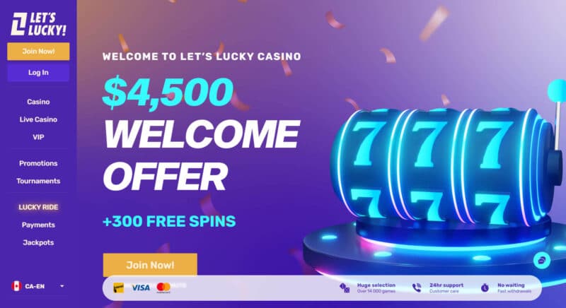 Lets Lucky Casino: Unlock $4,500 in Bonuses and 300 Free Spins Today