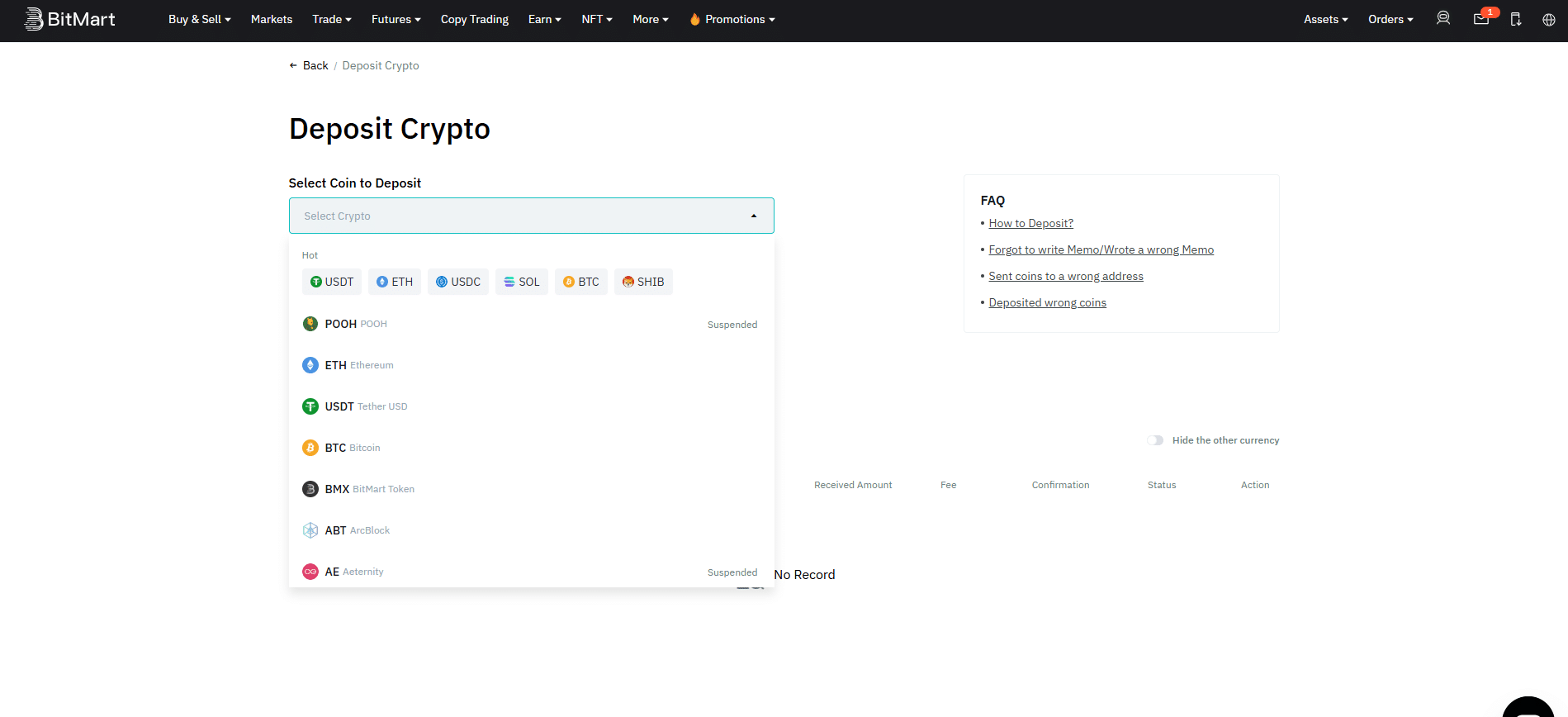 BITMART DEPOSIT