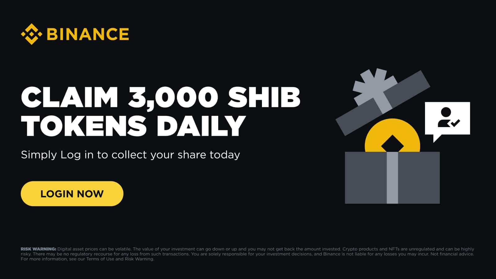 Binance - Claim 3,000 SHIB Tokens Daily